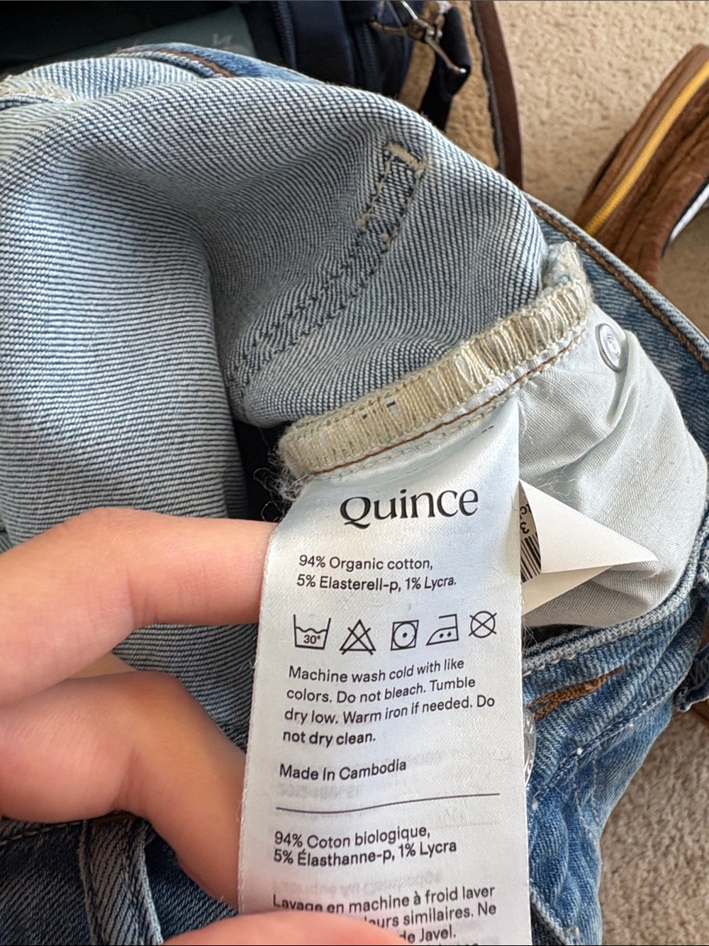 Quince Bella Stretch Wide Leg Jean Frosted Blue Size 28 34 inseam extra long - Picture 10 of 10